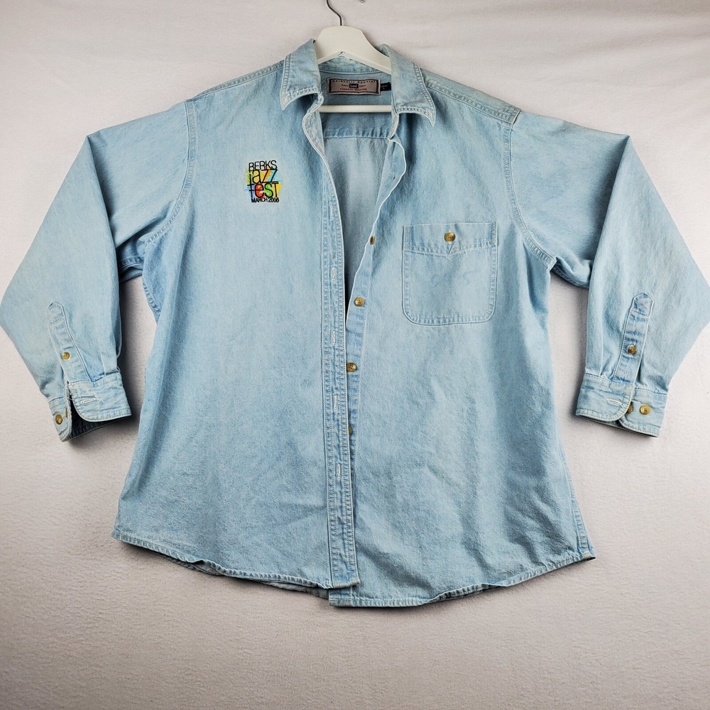 Berks Jazz Festival 2006 Shirt Womens Denim  L Blue Casual‎  Cotton Classic
